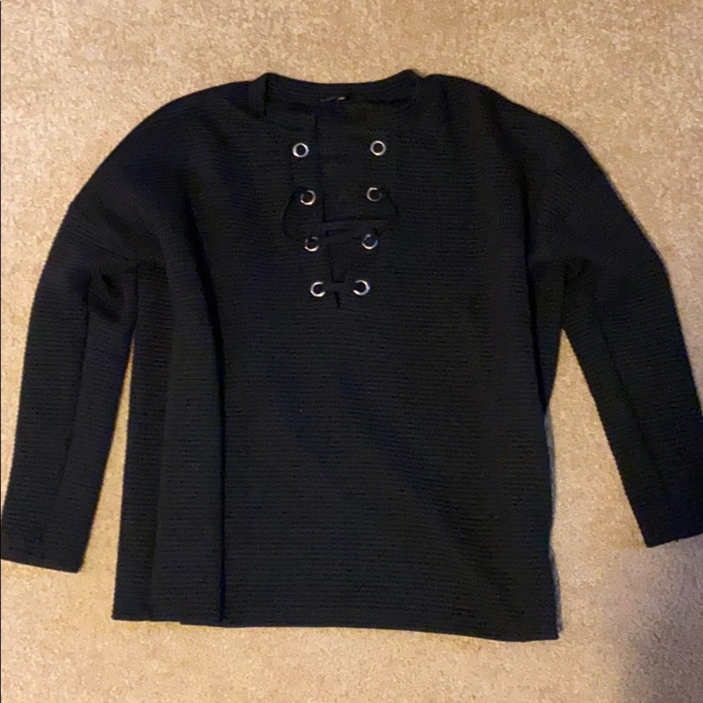 3/$10 Black Lace Up top